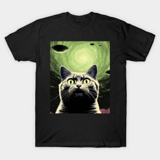 Cat Selfie With UFO T-Shirt